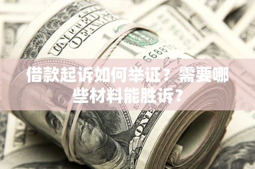 武汉借款起诉如何举证？需要哪些材料能胜诉？